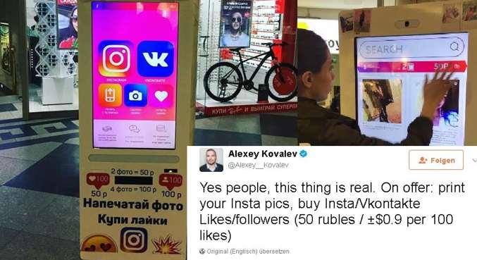 In Russland kann man Likes und Follower am Automaten kaufen